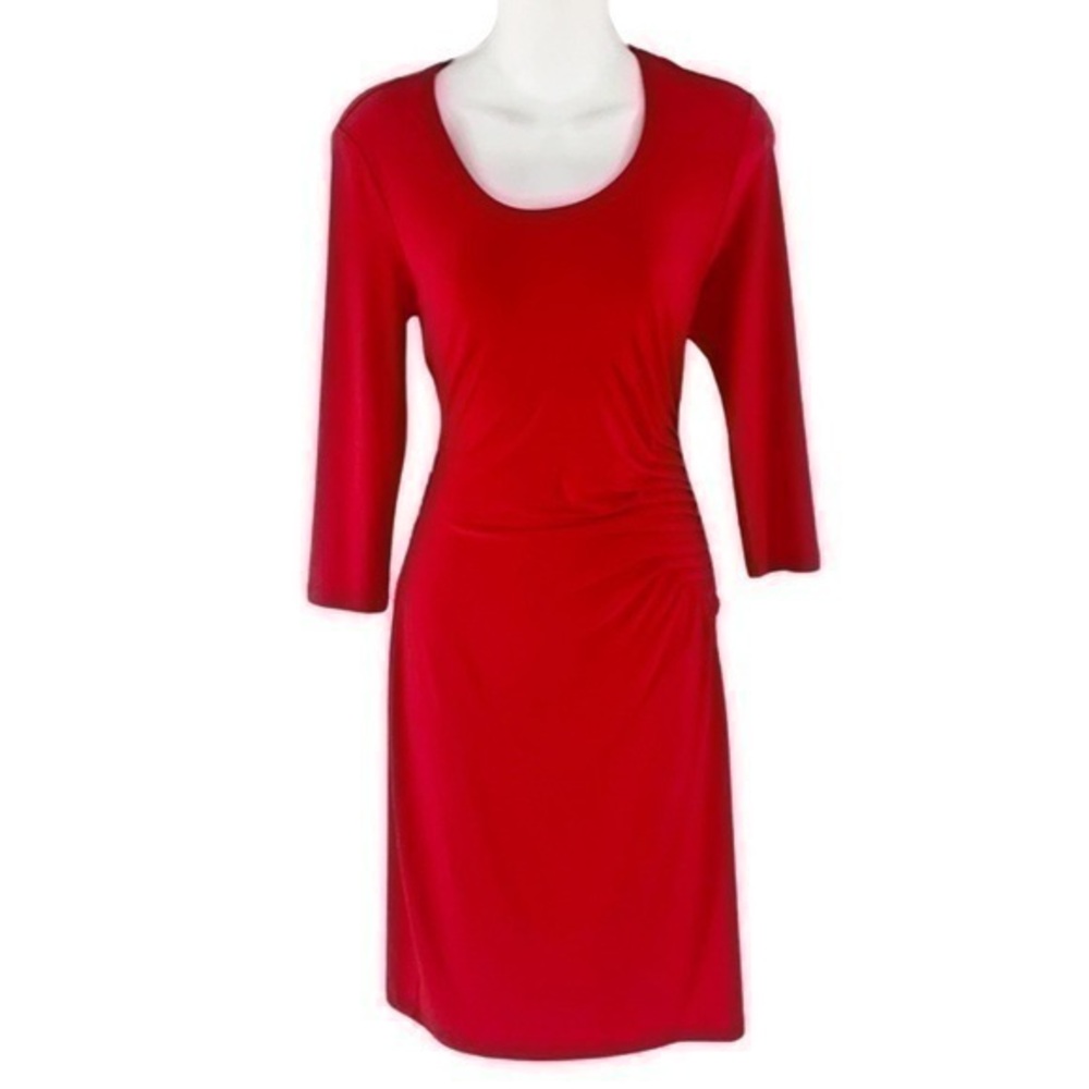 Philosophy red pleat side jersey dress